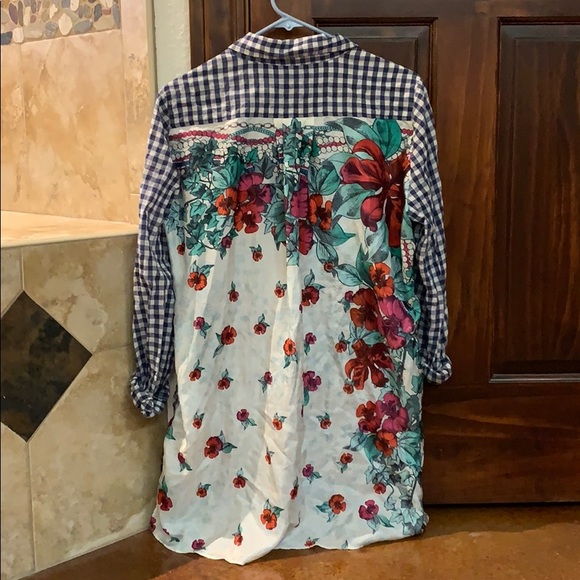 Johnny Was Blue checkered top - Picture 2 of 3